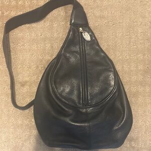 Black Leather Sling Bag